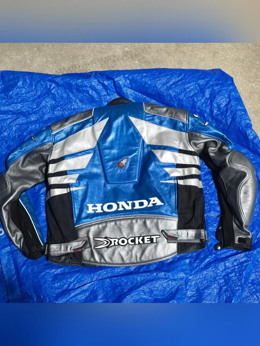Blue Genuine Joe Rocket Leather Honda Motorcycle Riding jacket Size 42